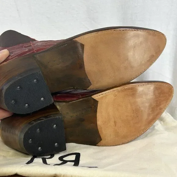 RRL Double RL Ralph Lauren Lottie Red Leather Cowboy Boots Women’s 8.5B NIB USA - Picture 8 of 11